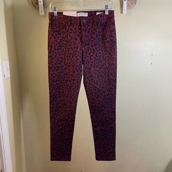 Social Standard by Sanctuary Skinny Ankle Jeans Maroon Cheetah Print Sz 6 NEW - Picture 9 of 9